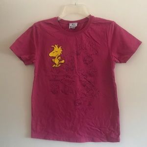 Pink Woodstock Peanuts tshirt Dorney Park Youth L